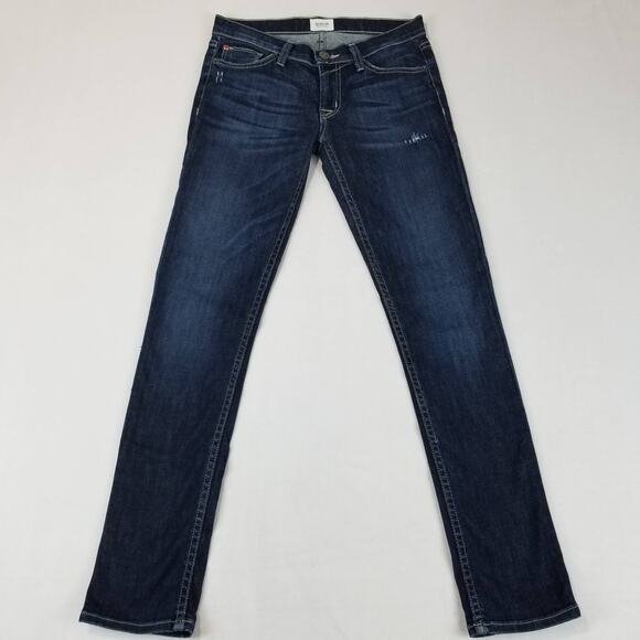 Hudson Crop Muse Skinny Jeans Size 26 w/ 5" Cuff Low Rise Stretch Blue Made USA - Picture 2 of 13